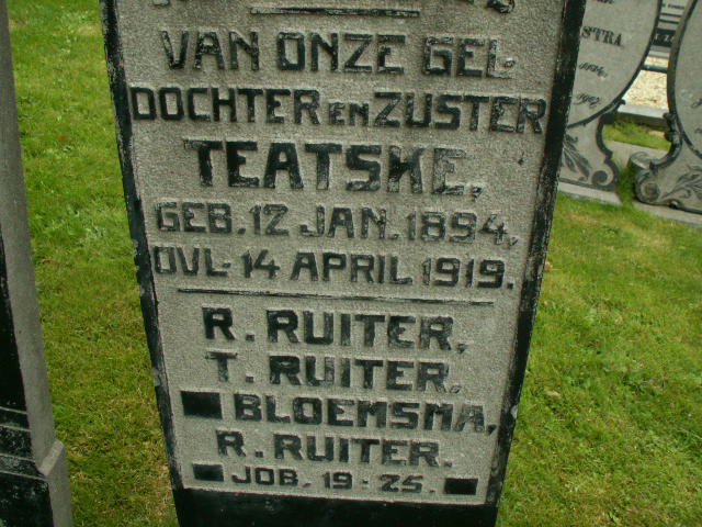 Grafsteen van Teetske RUITER (1894 - 1919)