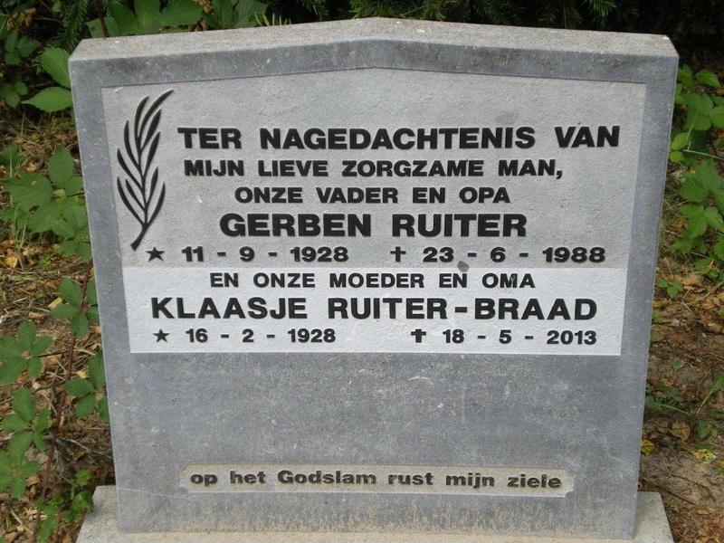 Grafsteen van Gerben RUITER (1928-1988)