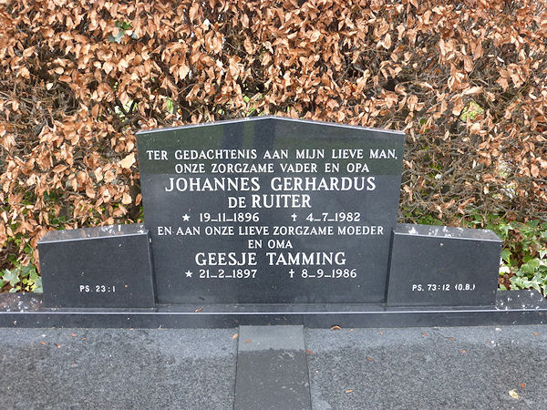 Grafsteen van Johannes Gerhardus DE RUITER (1896-)