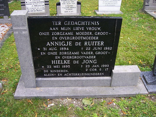 Grafsteen van Annigje DE RUITER (1894 - 1982)