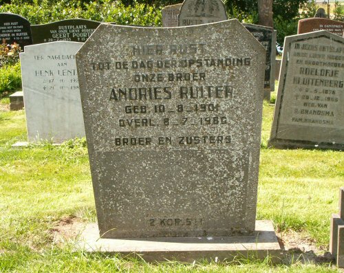 Grafsteen van Andries Hendriks RUITER (1901 - 1980)