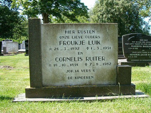 Grafsteen van Cornelis Hendriks RUITER (1891 - 1982)