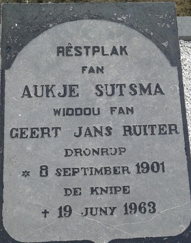 Grafsteen van Aukje SIJTSMA (1902-1963)