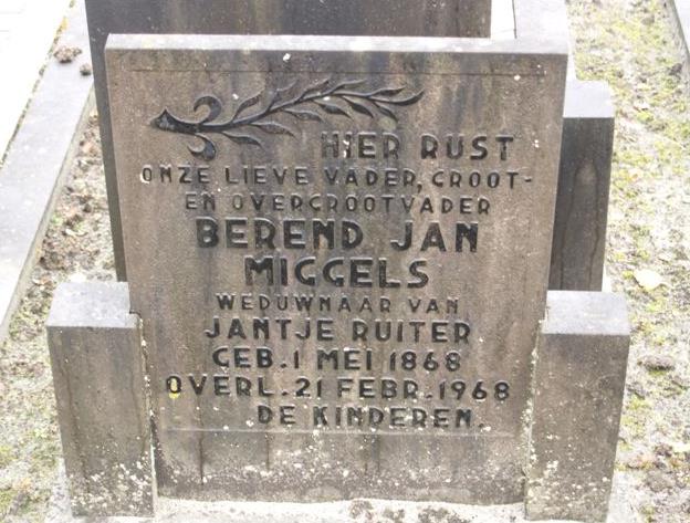 Grafsteen van Berend Jans MIGGELS (1868-)