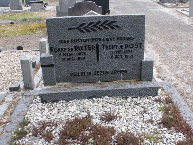 Grafsteen van Fokke Wolters de Ruiter (1870-1954)