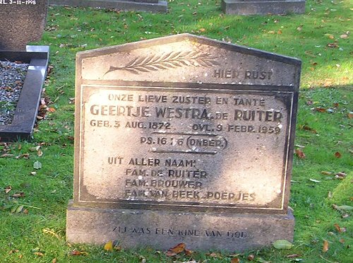 Grafsteen van Geertje Jans DE RUITER (1871 - 1959)