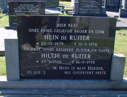 Grafsteen van Hiltje de Ruiter (1888-1976)