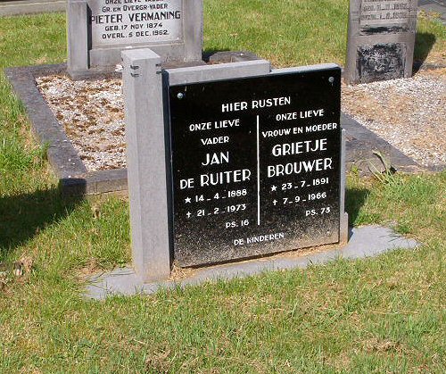 Grafsteen van Jan Durks DE RUITER (1888 - 1973)
