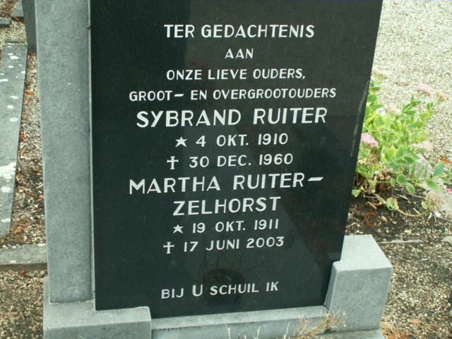 Grafsteen van Sybrand Ruiter (1910-1960)