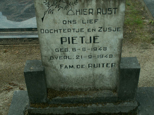 Grafsteen van Pietje de Ruiter (1948-1948)