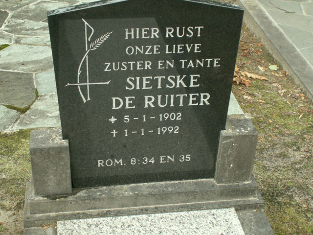 Grafsteen van Sijtske de Ruiter (1902)