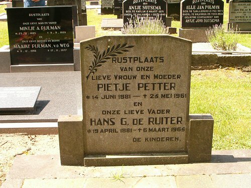 Grafsteen van Hans Geerts DE RUITER (1881 - 1965)